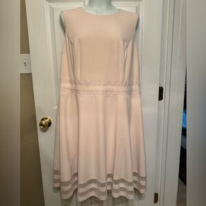 CALVIN KLEIN Size 18W Fit & Trim Illusion Dress Light Pale Pink Lined